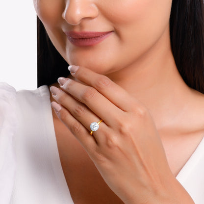 Anushka Sharma Gold Audrey Halo Solitaire Lab Grown Diamond Ring