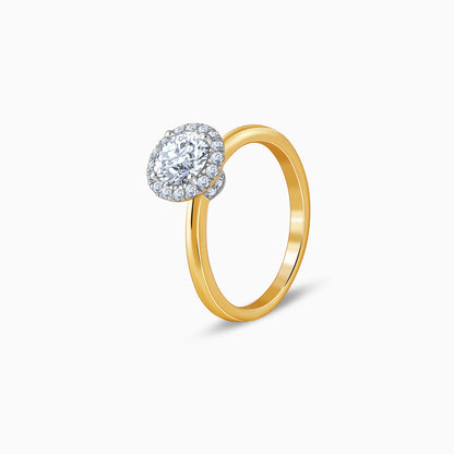 Anushka Sharma Gold Audrey Halo Solitaire Lab Grown Diamond Ring