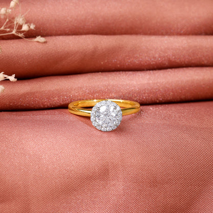 Anushka Sharma Gold Audrey Halo Solitaire Lab Grown Diamond Ring