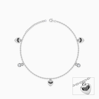 Silver Sweetheart Charm Kids Anklet
