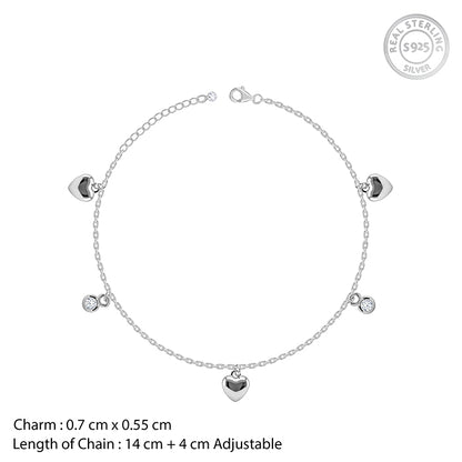 Silver Sweetheart Charm Kids Anklet