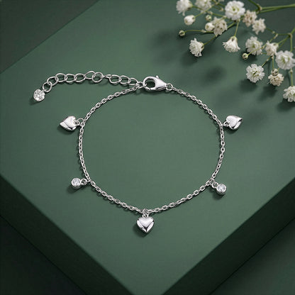Silver Sweetheart Charm Kids Anklet