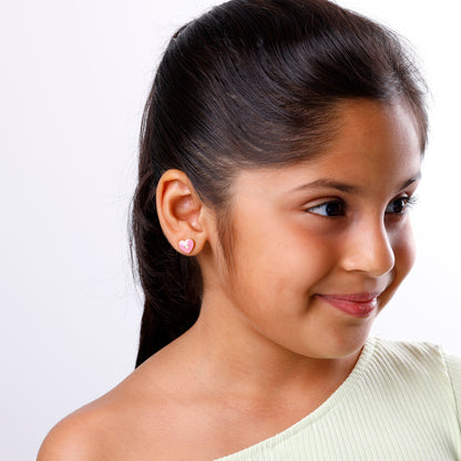 Golden Pink Heartie Kids Studs