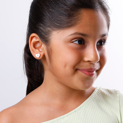 Golden White Heartie Kids Studs