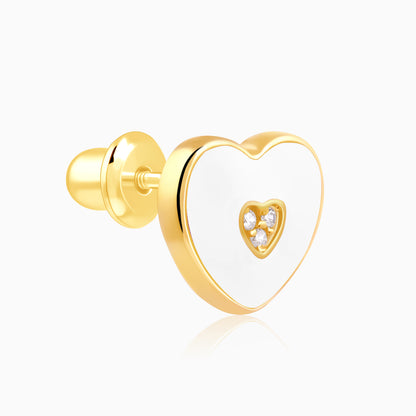 Golden White Heartie Kids Studs