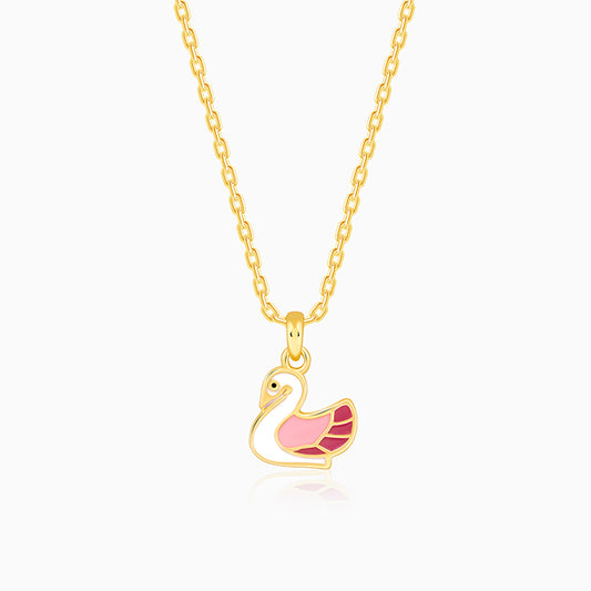 Golden Dainty Swan Kids Pendant with Link Chain