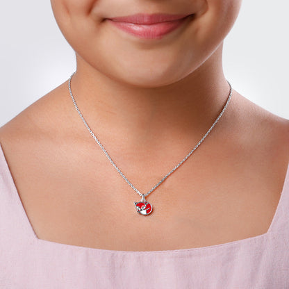 Silver Foxy Kids Pendant with Link Chain