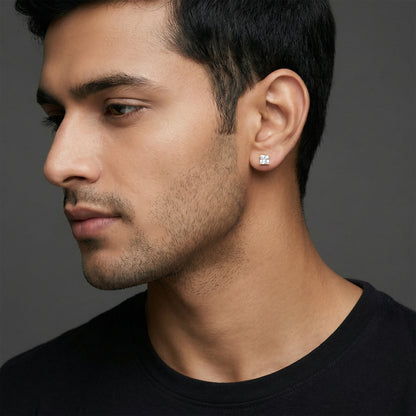 Golden Classy Zirconia Stud For Him