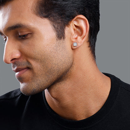 Silver Modern Spark Stud For Him