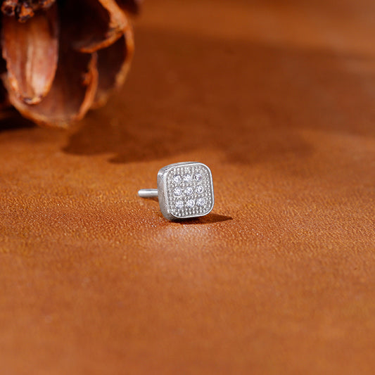 Silver Modern Spark Stud For Him