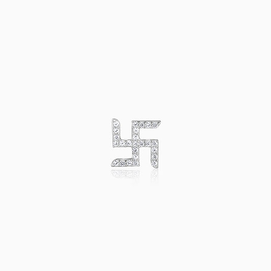 Silver Swastik Shine Stud For Him