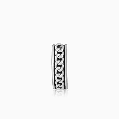 Oxidised Silver Linked Chain Hoop Stud For Him