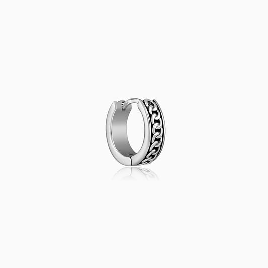 Oxidised Silver Linked Chain Hoop Stud For Him