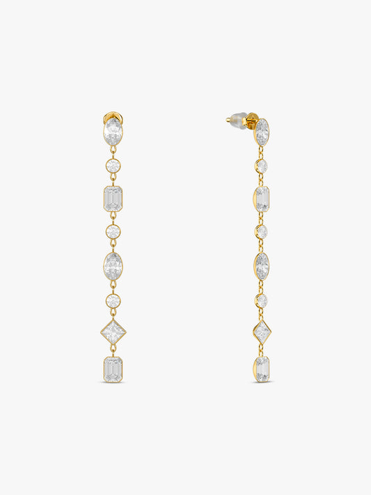 Crystal Link Drop Gold Plated Danglers