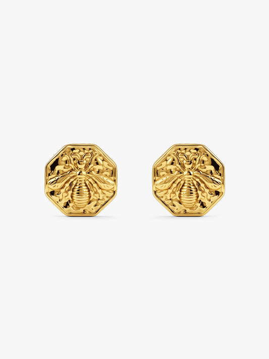 Geo Plate Gold Plated Studs