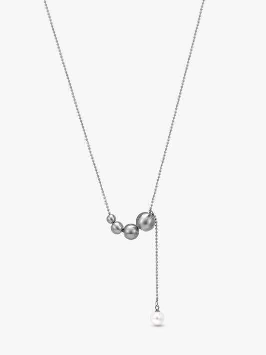 Chrome Pulse Rhodium Plated Charm Necklace