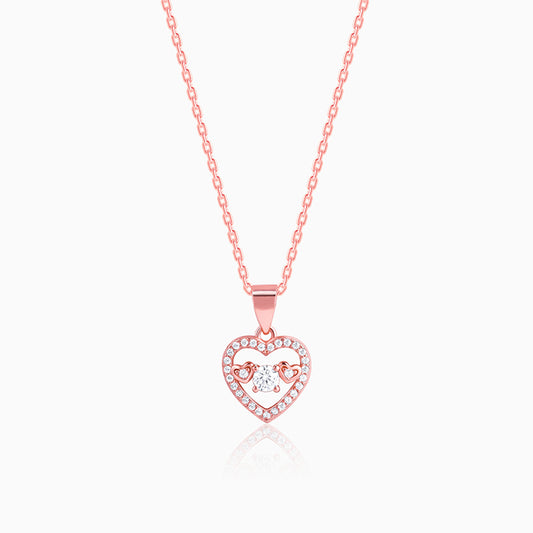 Rose Gold Love Heart Pendant with Link Chain
