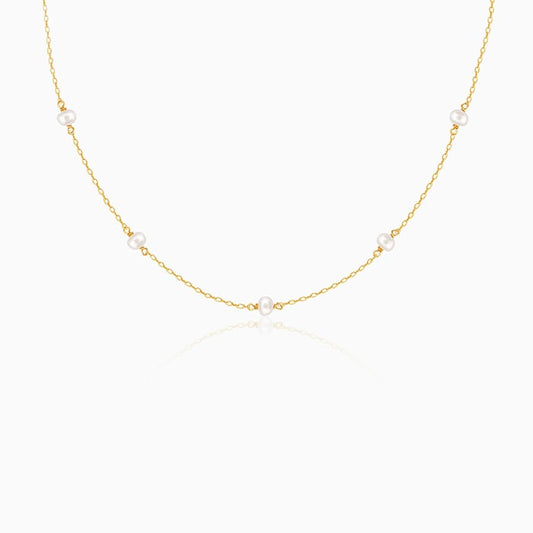 Kriti Sanon Golden Minimal Pearl Necklace