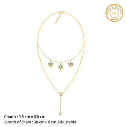 Golden Star Studded Layered Necklace