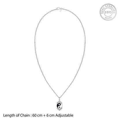 Silver Yin Yang Pendant With Link Chain For Him