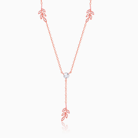 Rose Gold Leaf Lariat Necklace