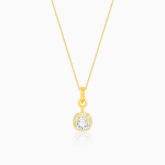 Golden Classy Solitaire Pendant With Link Chain