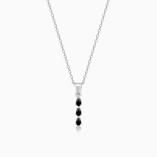 Silver Black Axis Pendant With Link Chain