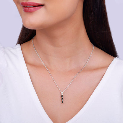 Silver Black Axis Pendant With Link Chain