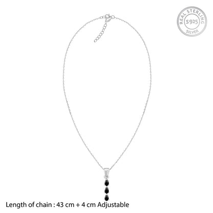 Silver Black Axis Pendant With Link Chain