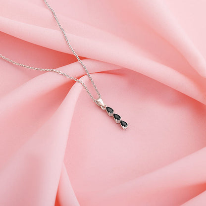 Silver Black Axis Pendant With Link Chain