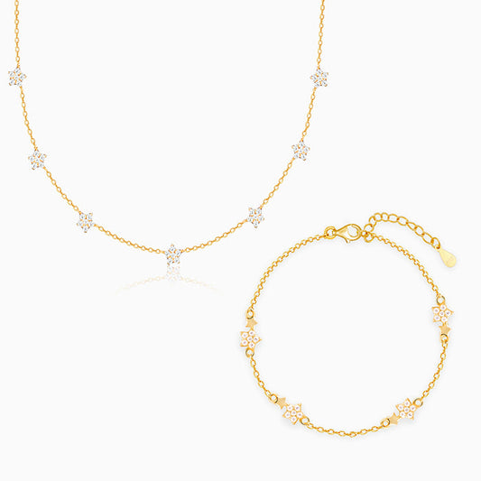 Golden Star Constellation Necklace & Bracelet Set