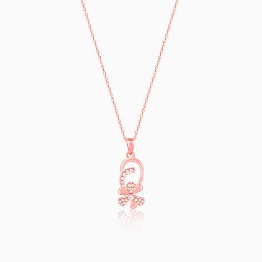 Rose Gold Mindful Musli Spin Pendant With Link Chain