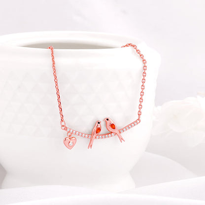 Rose Gold Love Bird Necklace