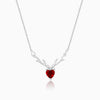 Silver Deer Heart in Red Necklace