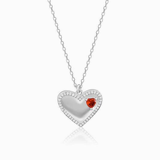 Silver Two Hearts Becoming One Pendant With Link Chain