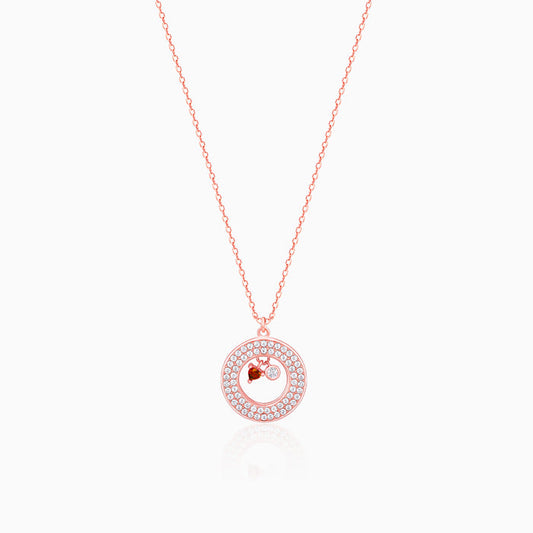 Rose Gold Two Hearts Becoming One Pendant With Link Chain