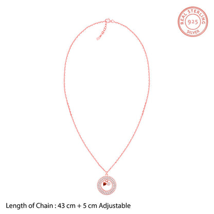 Rose Gold Two Hearts Becoming One Pendant With Link Chain