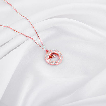 Rose Gold Two Hearts Becoming One Pendant With Link Chain
