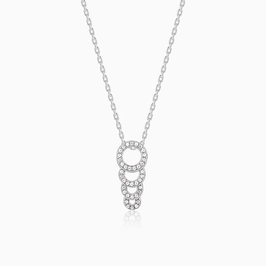 Silver Radiant Circle Pendant With Link Chain