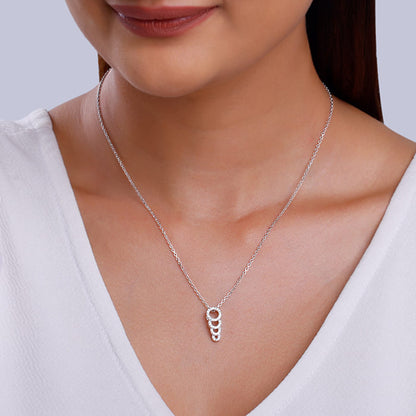 Silver Radiant Circle Pendant With Link Chain
