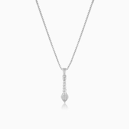 Silver Hanuman Gada Pendant with Box Chain For Him