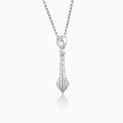 Silver Hanuman Gada Pendant with Box Chain For Him