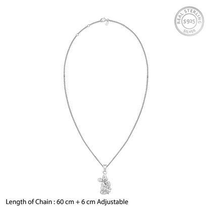 Silver Hanuman Pendant With Box Chain For Him