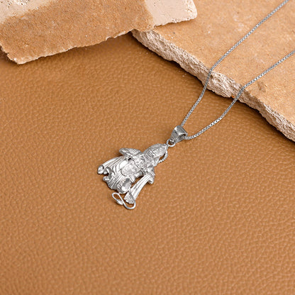 Silver Bhakta Hanuman Pendant with Box  Chain For Him