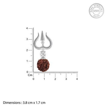 Silver Trishul And Rudraksha Pendant With Box Chain for Him