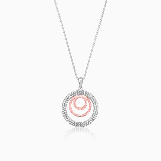 Dual Tone Luna Halo Pendant With Link Chain