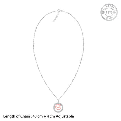 Dual Tone Luna Halo Pendant With Link Chain