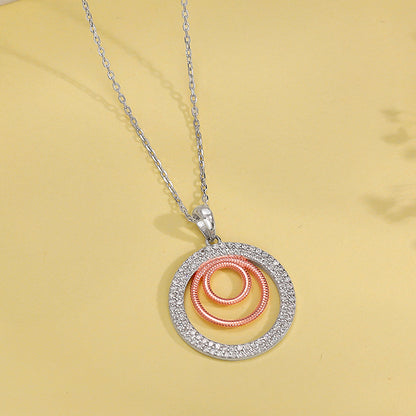 Dual Tone Luna Halo Pendant With Link Chain
