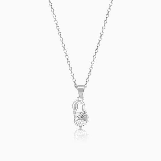 Silver Mini Swan Pendant with Link Chain