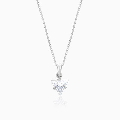 Silver Shiny Triangle Pendant With Link Chain